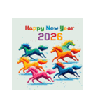ピクセルアート 2026年 あけおめ 馬 年賀状（個別スタンプ：23）