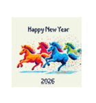 ピクセルアート 2026年 あけおめ 馬 年賀状（個別スタンプ：24）