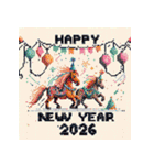 ピクセルアート 2026年 あけおめ 馬 年賀状（個別スタンプ：26）