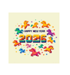 ピクセルアート 2026年 あけおめ 馬 年賀状（個別スタンプ：28）