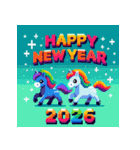 ピクセルアート 2026年 あけおめ 馬 年賀状（個別スタンプ：40）