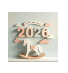 木馬 2026年 あけおめ 馬 年賀状（個別スタンプ：2）