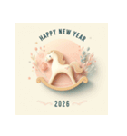 木馬 2026年 あけおめ 馬 年賀状（個別スタンプ：3）