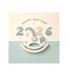 木馬 2026年 あけおめ 馬 年賀状（個別スタンプ：4）