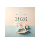 木馬 2026年 あけおめ 馬 年賀状（個別スタンプ：5）