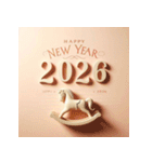 木馬 2026年 あけおめ 馬 年賀状（個別スタンプ：6）