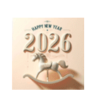 木馬 2026年 あけおめ 馬 年賀状（個別スタンプ：7）