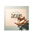 木馬 2026年 あけおめ 馬 年賀状（個別スタンプ：10）