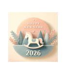 木馬 2026年 あけおめ 馬 年賀状（個別スタンプ：13）