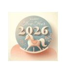 木馬 2026年 あけおめ 馬 年賀状（個別スタンプ：14）