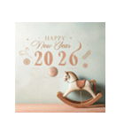 木馬 2026年 あけおめ 馬 年賀状（個別スタンプ：16）