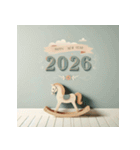 木馬 2026年 あけおめ 馬 年賀状（個別スタンプ：17）
