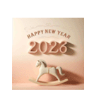 木馬 2026年 あけおめ 馬 年賀状（個別スタンプ：18）