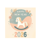 木馬 2026年 あけおめ 馬 年賀状（個別スタンプ：20）