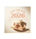 木馬 2026年 あけおめ 馬 年賀状（個別スタンプ：21）
