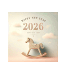 木馬 2026年 あけおめ 馬 年賀状（個別スタンプ：22）