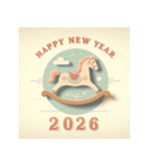 木馬 2026年 あけおめ 馬 年賀状（個別スタンプ：23）