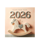木馬 2026年 あけおめ 馬 年賀状（個別スタンプ：25）