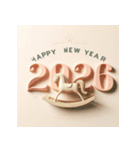 木馬 2026年 あけおめ 馬 年賀状（個別スタンプ：26）