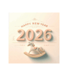 木馬 2026年 あけおめ 馬 年賀状（個別スタンプ：29）