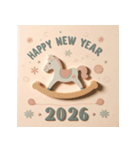 木馬 2026年 あけおめ 馬 年賀状（個別スタンプ：30）