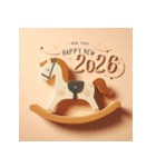 木馬 2026年 あけおめ 馬 年賀状（個別スタンプ：31）