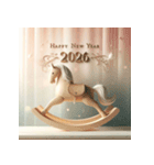 木馬 2026年 あけおめ 馬 年賀状（個別スタンプ：34）