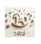 木馬 2026年 あけおめ 馬 年賀状（個別スタンプ：36）