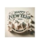 木馬 2026年 あけおめ 馬 年賀状（個別スタンプ：37）