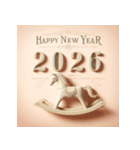 木馬 2026年 あけおめ 馬 年賀状（個別スタンプ：38）