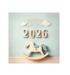 木馬 2026年 あけおめ 馬 年賀状（個別スタンプ：39）