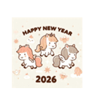 キュート 2026年 あけおめ 馬 年賀状（個別スタンプ：2）