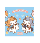 キュート 2026年 あけおめ 馬 年賀状（個別スタンプ：3）