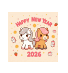 キュート 2026年 あけおめ 馬 年賀状（個別スタンプ：4）