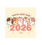 キュート 2026年 あけおめ 馬 年賀状（個別スタンプ：6）