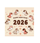 キュート 2026年 あけおめ 馬 年賀状（個別スタンプ：11）