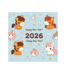 キュート 2026年 あけおめ 馬 年賀状（個別スタンプ：13）