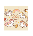 キュート 2026年 あけおめ 馬 年賀状（個別スタンプ：15）