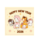 キュート 2026年 あけおめ 馬 年賀状（個別スタンプ：17）