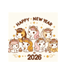 キュート 2026年 あけおめ 馬 年賀状（個別スタンプ：20）