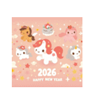 キュート 2026年 あけおめ 馬 年賀状（個別スタンプ：23）