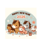 キュート 2026年 あけおめ 馬 年賀状（個別スタンプ：26）