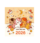 キュート 2026年 あけおめ 馬 年賀状（個別スタンプ：28）