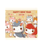 キュート 2026年 あけおめ 馬 年賀状（個別スタンプ：30）