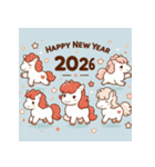 キュート 2026年 あけおめ 馬 年賀状（個別スタンプ：31）