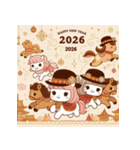 キュート 2026年 あけおめ 馬 年賀状（個別スタンプ：34）