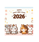 キュート 2026年 あけおめ 馬 年賀状（個別スタンプ：37）
