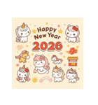 キュート 2026年 あけおめ 馬 年賀状（個別スタンプ：40）
