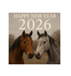 リアル 2026年 あけおめ 馬 年賀状（個別スタンプ：1）