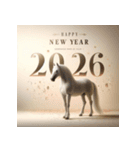 リアル 2026年 あけおめ 馬 年賀状（個別スタンプ：4）
